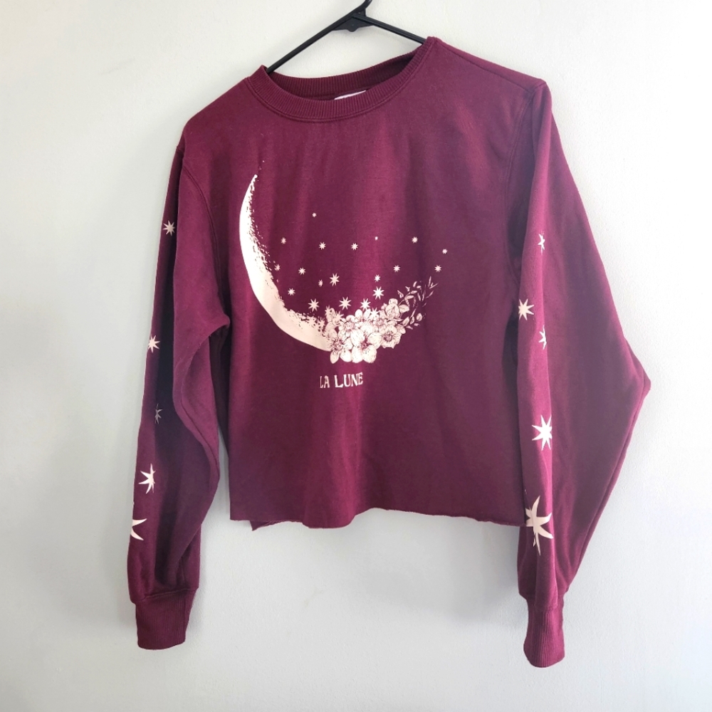 Cropped crewneck sweater burgundy